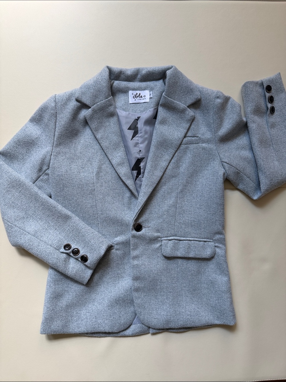 Lola + The Boys Heathered Grey Embroidered Tiger Back Blazer Jacket Sz 8